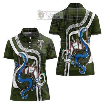 MacLean Hunting Tartan Women's Polo Shirt with Epic Bagpipe Style