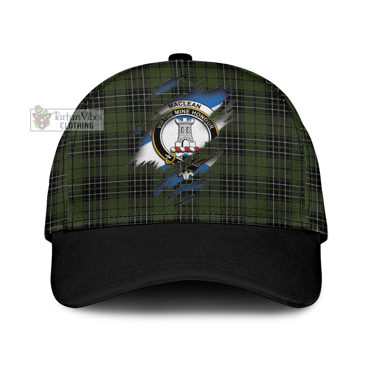 Tartan Vibes Clothing MacLean Hunting Tartan Classic Cap with Family Crest In Me Style