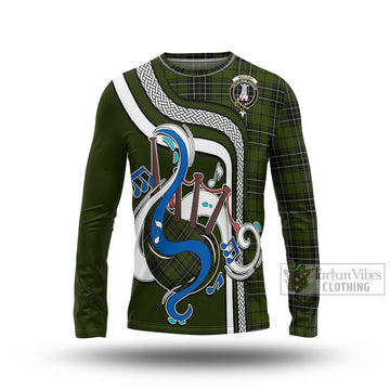 MacLean Hunting Tartan Long Sleeve T-Shirt with Epic Bagpipe Style