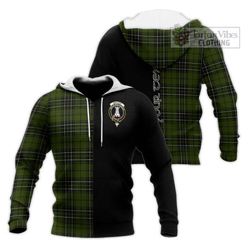 MacLean Hunting Tartan Knitted Hoodie with Family Crest and Half Of Me Style