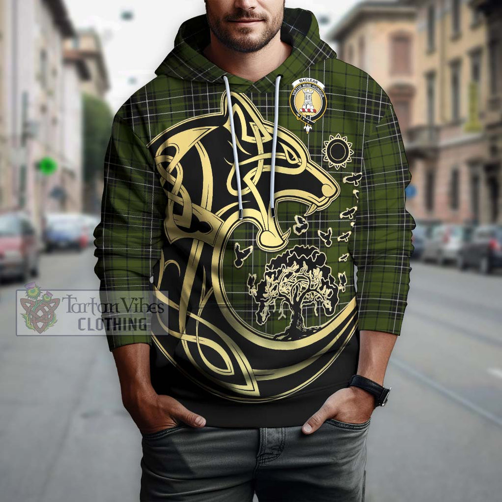 MacLean Hunting Tartan Hoodie with Family Crest Celtic Wolf Style Zip Hoodie - Tartan Vibes Clothing