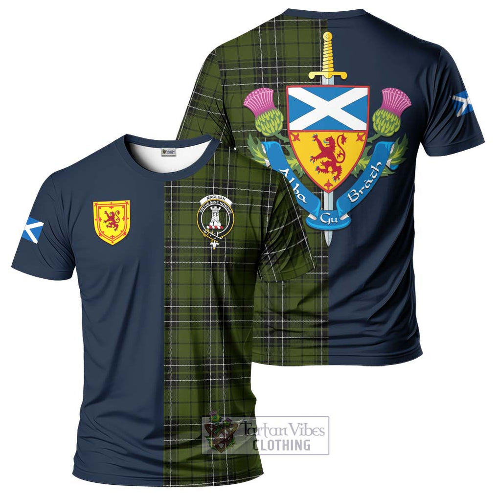 Tartan Vibes Clothing MacLean Hunting Tartan T-Shirt Alba with Scottish Lion Royal Arm Half Style