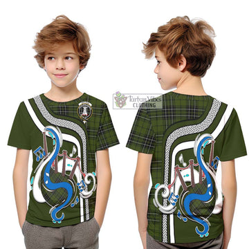 MacLean Hunting Tartan Kid T-Shirt with Epic Bagpipe Style