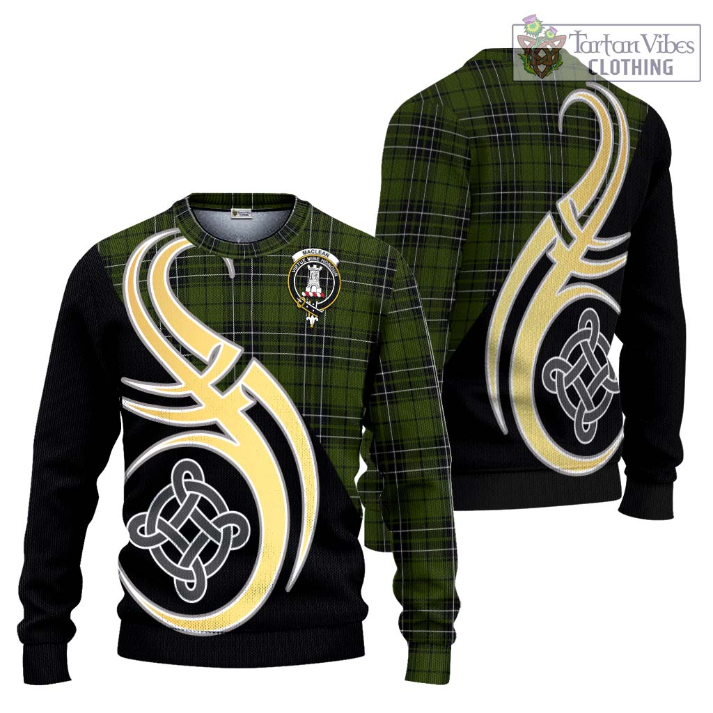 MacLean Hunting Tartan Knitted Sweater with Family Crest and Celtic Symbol Style Unisex - Tartan Vibes Clothing