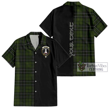 MacLean Hunting Tartan Short Sleeve Button Shirt with Family Crest and Half Of Me Style