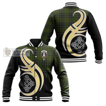 MacLean Hunting Tartan Baseball Jacket with Family Crest and Celtic Symbol Style