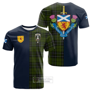 MacLean Hunting Tartan Cotton T-shirt Alba with Scottish Lion Royal Arm Half Style