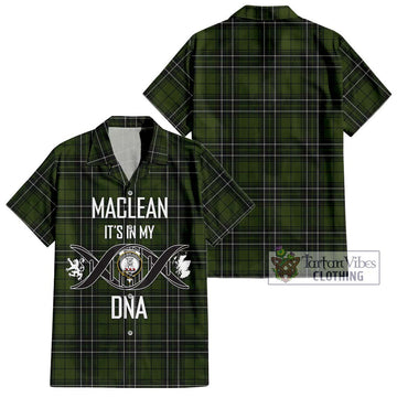 MacLean Hunting Tartan Short Sleeve Button Shirt with Family Crest DNA In Me Style