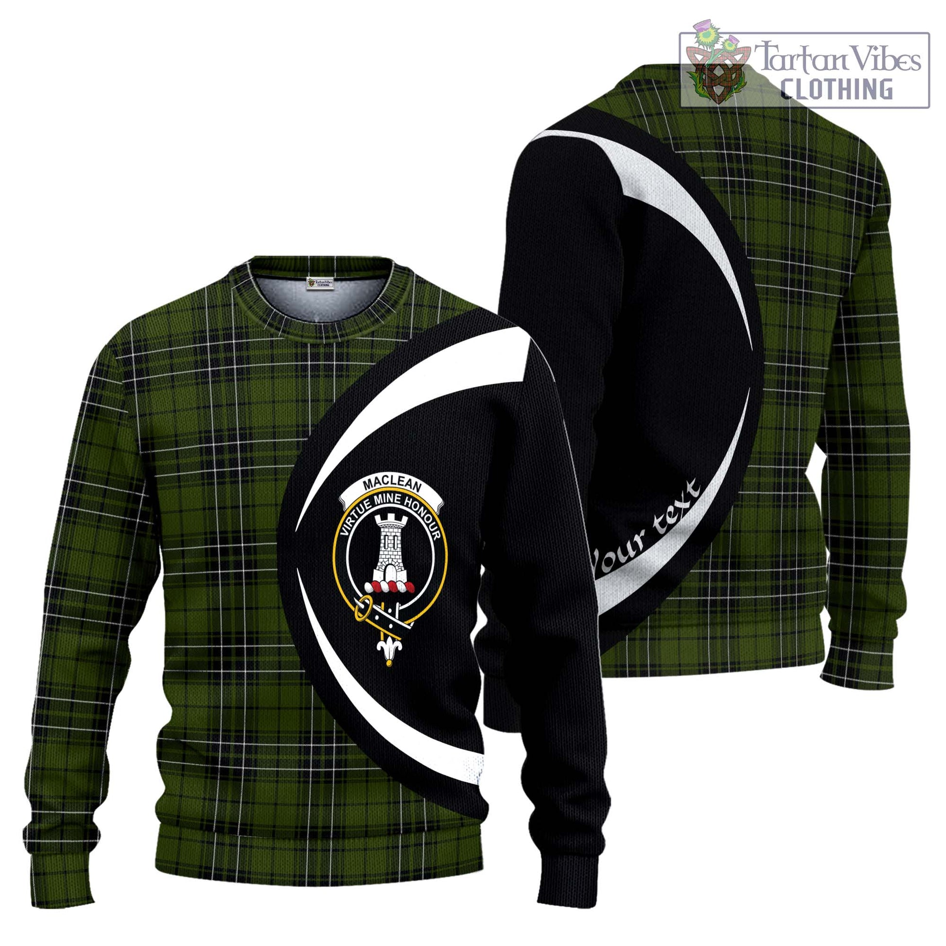 MacLean Hunting Tartan Knitted Sweater with Family Crest Circle Style Unisex - Tartan Vibes Clothing