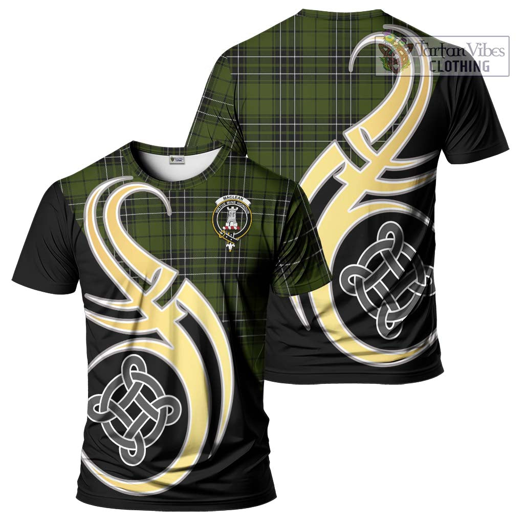 Tartan Vibes Clothing MacLean Hunting Tartan T-Shirt with Family Crest and Celtic Symbol Style