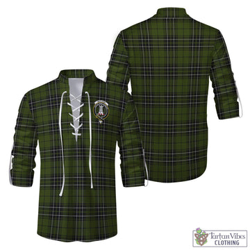 MacLean Hunting Tartan Men's Scottish Traditional Jacobite Ghillie Kilt Shirt with Family Crest