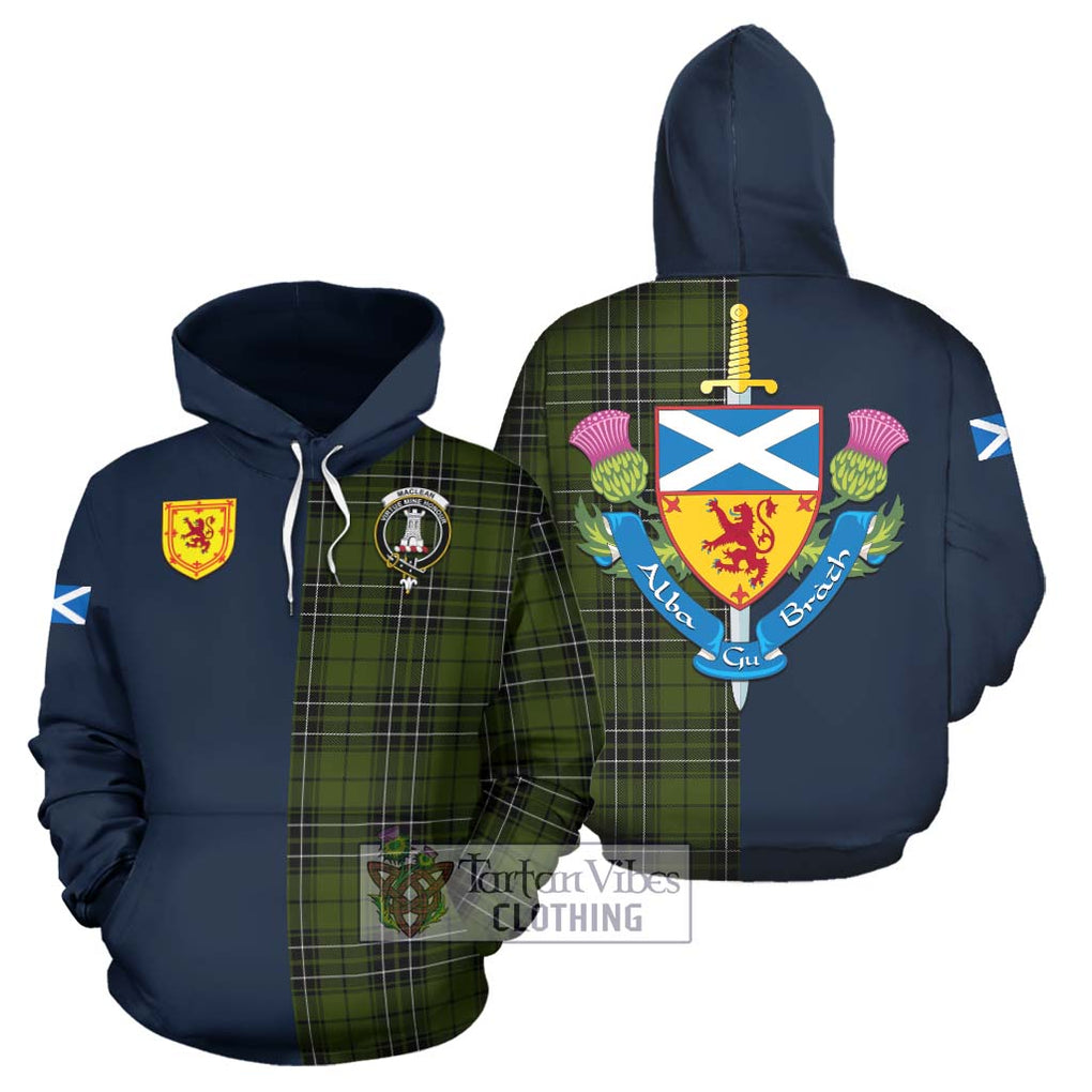 Tartan Vibes Clothing MacLean Hunting Tartan Hoodie with Scottish Lion Royal Arm Half Style