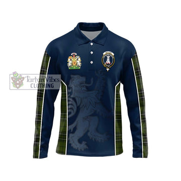 MacLean Hunting Tartan Long Sleeve Polo Shirt with Family Crest and Lion Rampant Vibes Sport Style