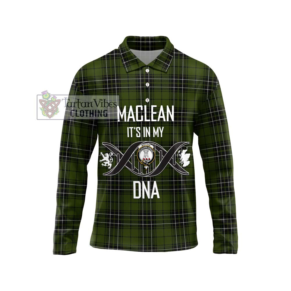 MacLean Hunting Tartan Long Sleeve Polo Shirt with Family Crest DNA In Me Style Unisex - Tartanvibesclothing Shop