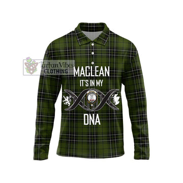 MacLean Hunting Tartan Long Sleeve Polo Shirt with Family Crest DNA In Me Style