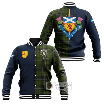 MacLean Hunting Tartan Baseball Jacket Alba with Scottish Lion Royal Arm Half Style