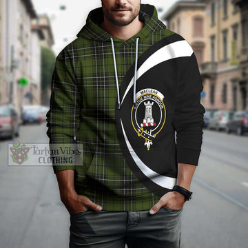 MacLean Hunting Tartan Hoodie with Family Crest Circle Style