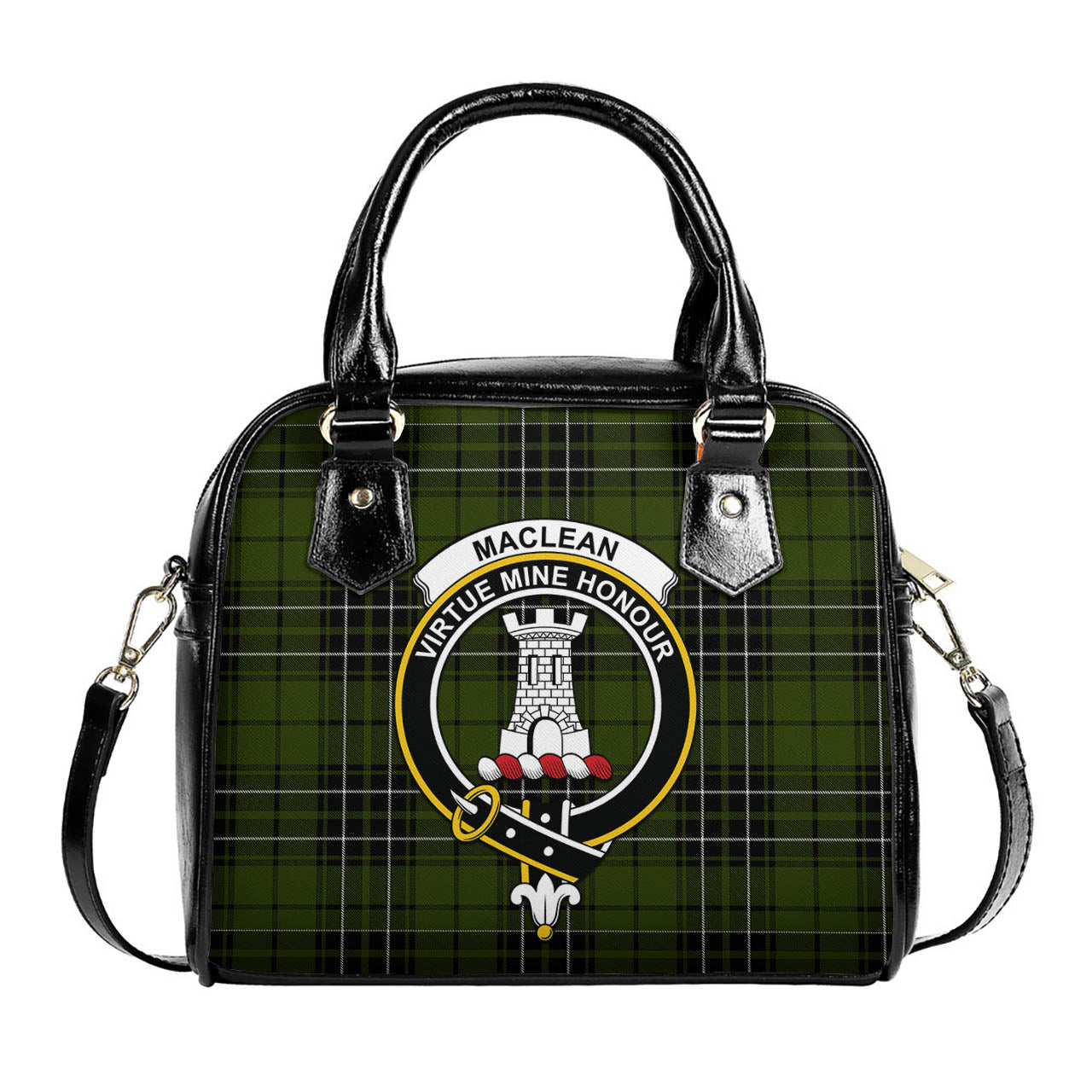 MacLean Hunting Tartan Shoulder Handbags with Family Crest One Size 6*25*22 cm - Tartanvibesclothing