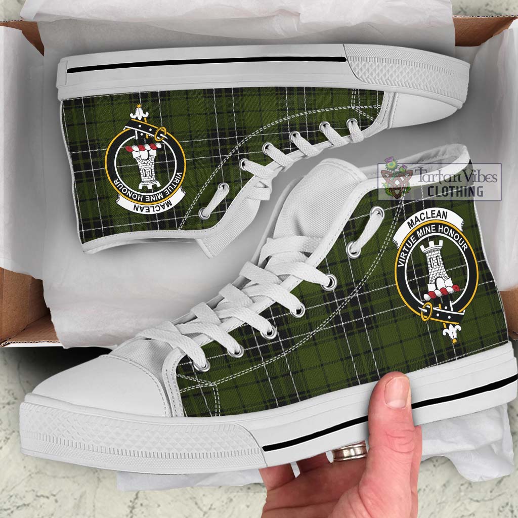 Tartan Vibes Clothing MacLean Hunting Tartan High Top Shoes with Family Crest