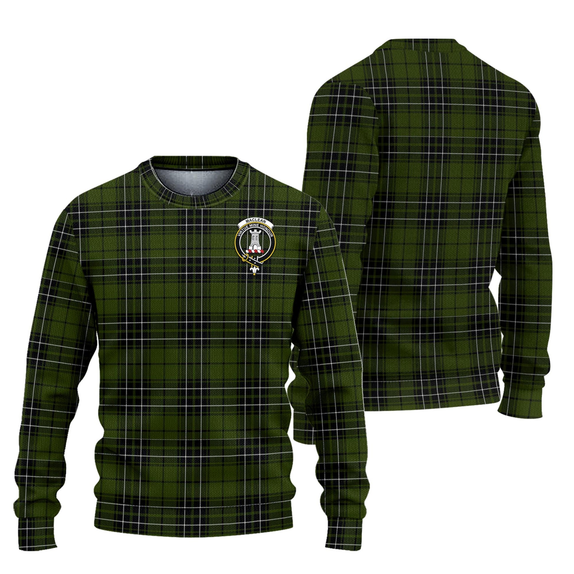 MacLean Hunting Tartan Knitted Sweater with Family Crest Unisex - Tartanvibesclothing