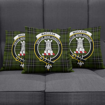 MacLean Hunting Tartan Pillow Cover with Family Crest