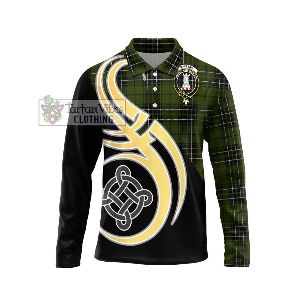 MacLean Hunting Tartan Long Sleeve Polo Shirt with Family Crest and Celtic Symbol Style Unisex - Tartan Vibes Clothing