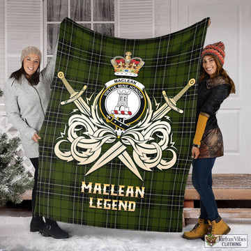 MacLean Hunting Tartan Blanket with Clan Crest and the Golden Sword of Courageous Legacy