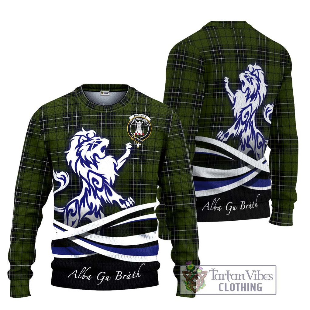 MacLean Hunting Tartan Knitted Sweater with Alba Gu Brath Regal Lion Emblem Unisex - Tartanvibesclothing Shop