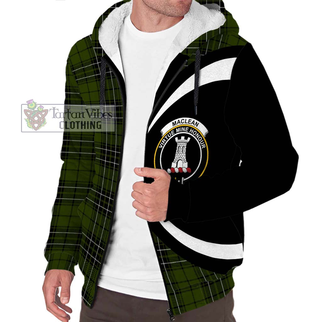 MacLean Hunting Tartan Sherpa Hoodie with Family Crest Circle Style Unisex S - Tartan Vibes Clothing