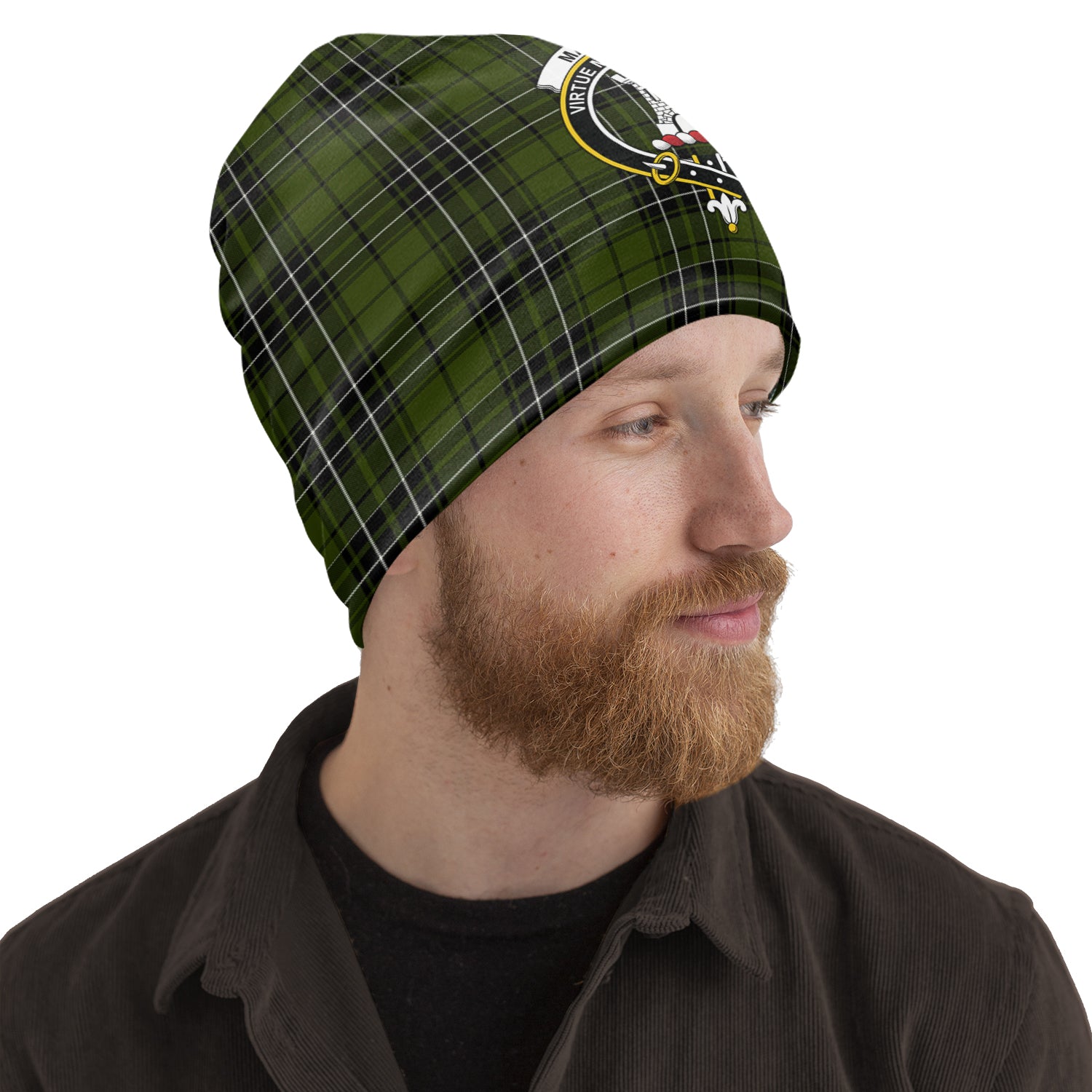 MacLean Hunting Tartan Beanies Hat with Family Crest One Size 10.5*10.2 inches - Tartan Vibes Clothing