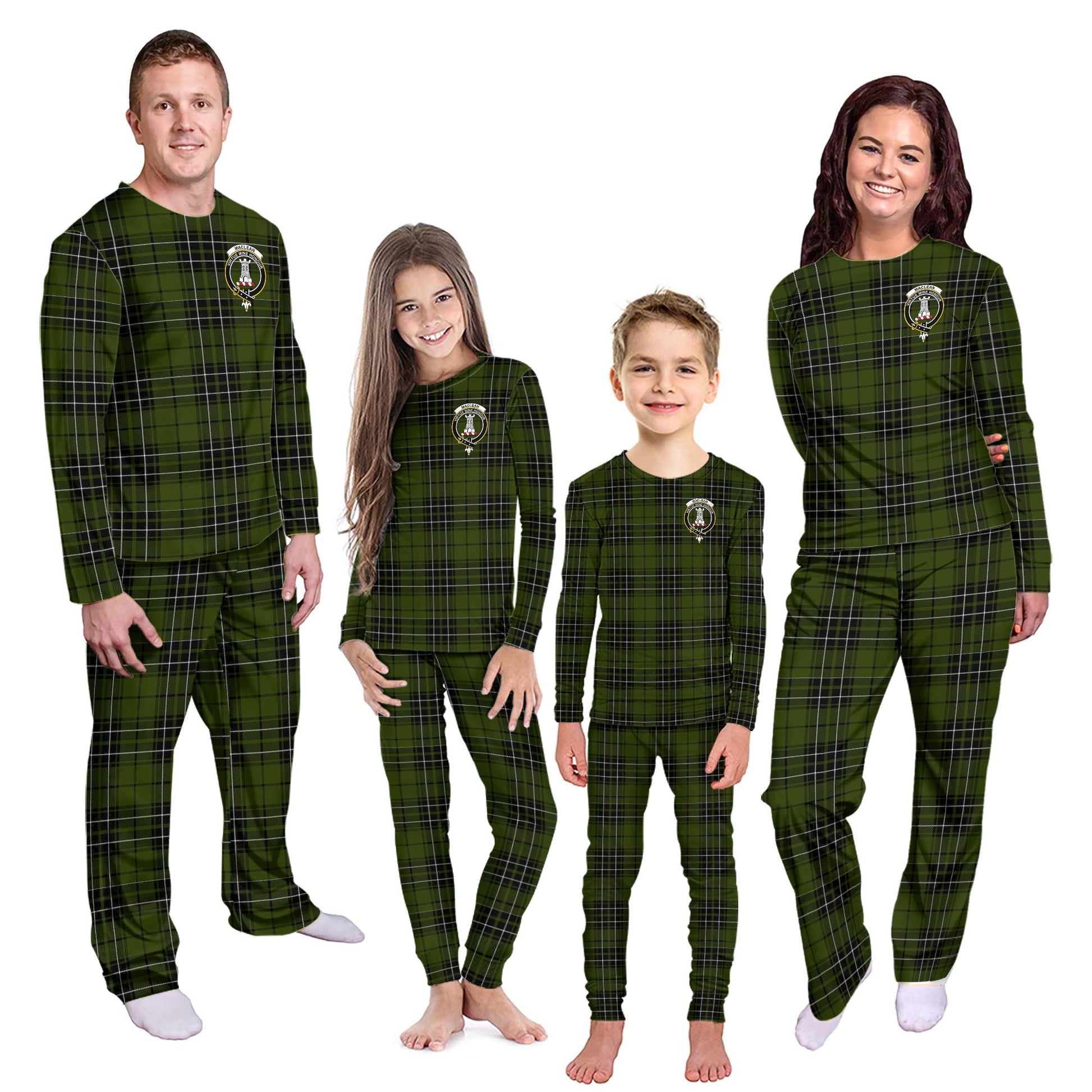 MacLean Hunting Tartan Pajamas Family Set with Family Crest - Tartanvibesclothing