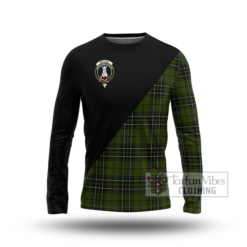 MacLean Hunting Tartan Long Sleeve T-Shirt with Family Crest and Military Logo Style Unisex - Tartanvibesclothing Shop