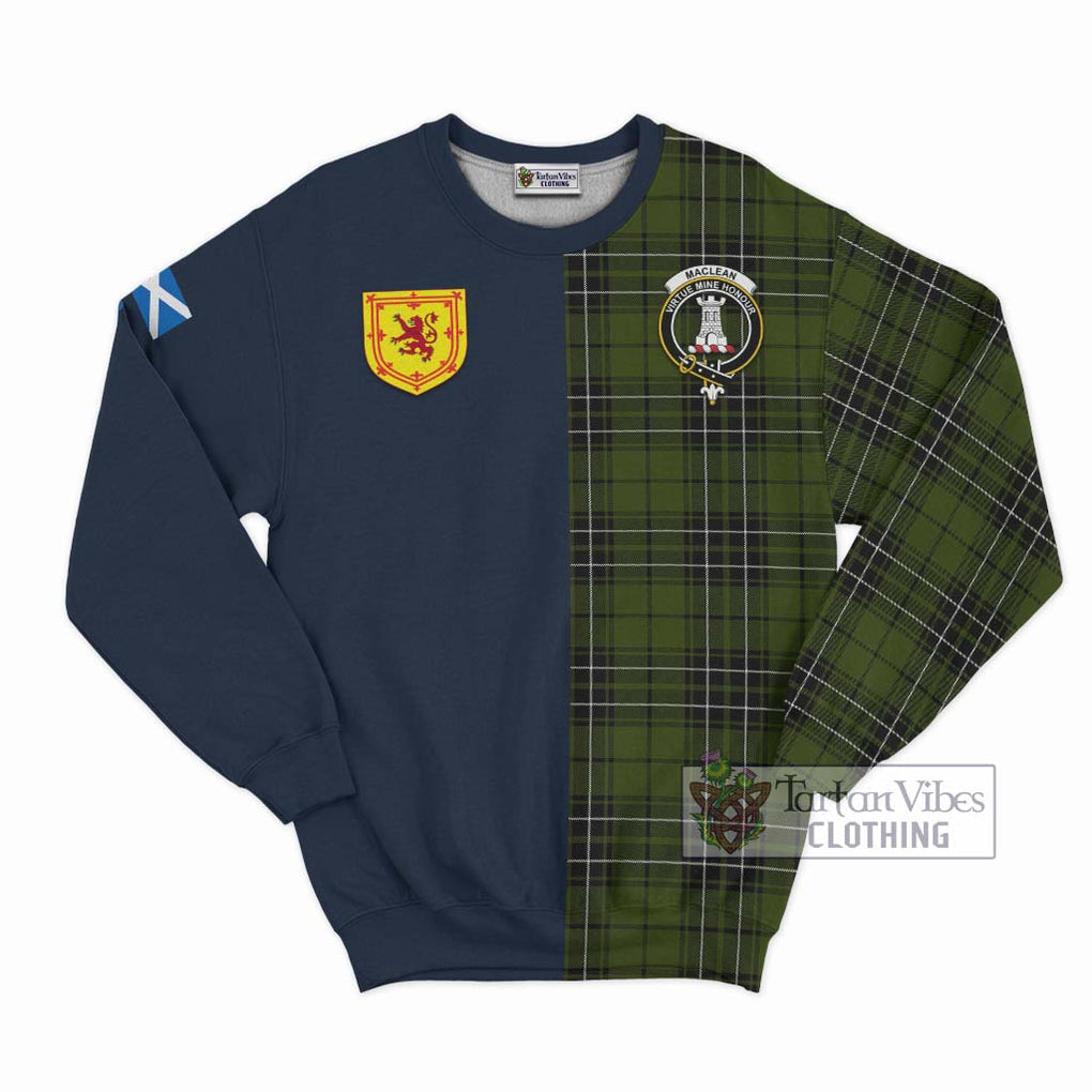 Tartan Vibes Clothing MacLean Hunting Tartan Sweatshirt with Scottish Lion Royal Arm Half Style