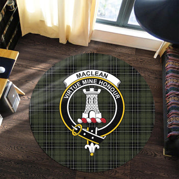 MacLean Hunting Tartan Round Rug with Family Crest