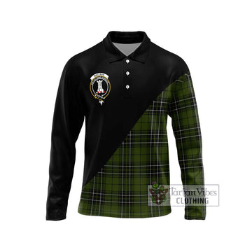 MacLean Hunting Tartan Long Sleeve Polo Shirt with Family Crest and Military Logo Style