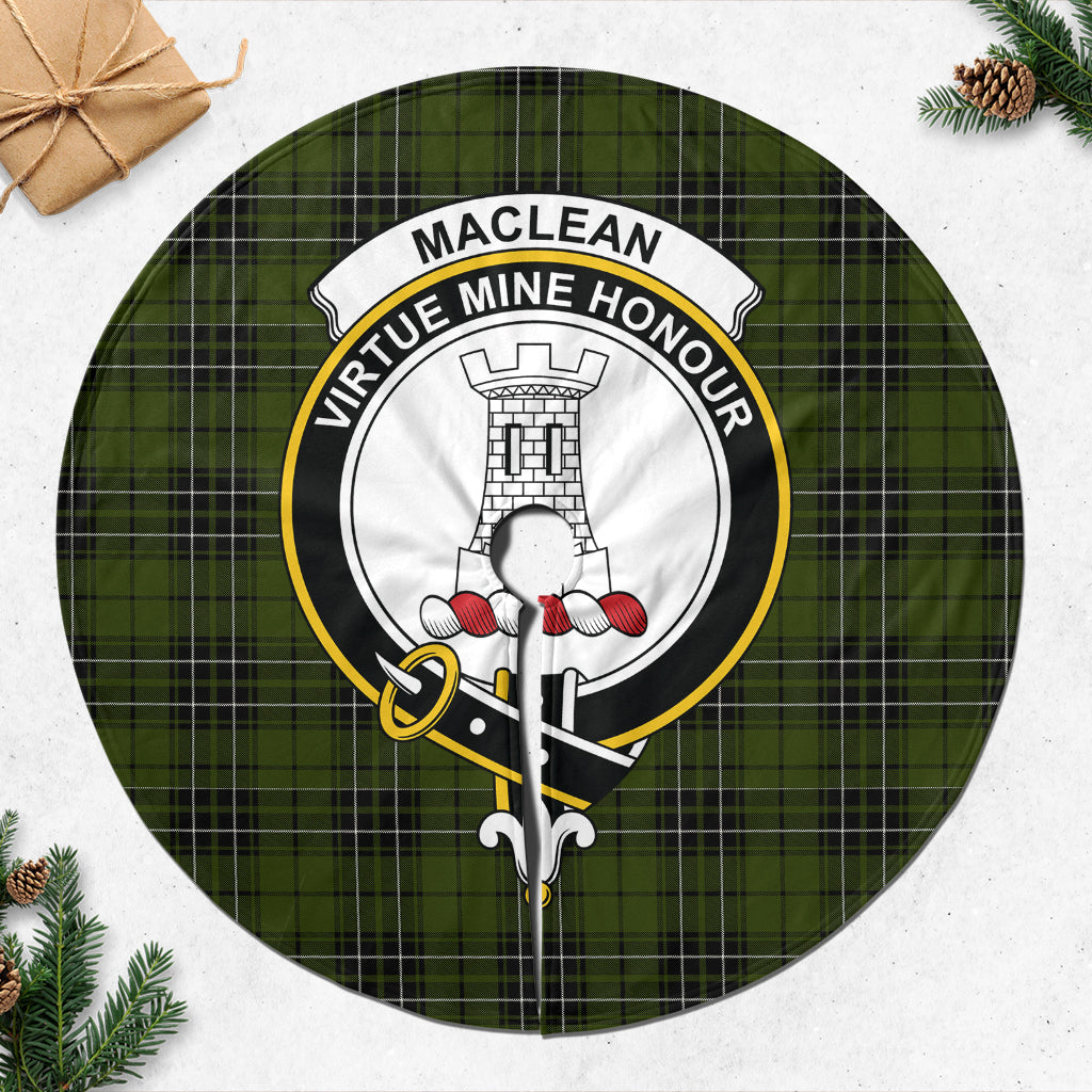 MacLean Hunting Tartan Christmas Tree Skirt with Family Crest - Tartanvibesclothing