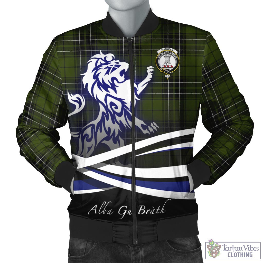 Tartan Vibes Clothing MacLean Hunting Tartan Bomber Jacket with Alba Gu Brath Regal Lion Emblem