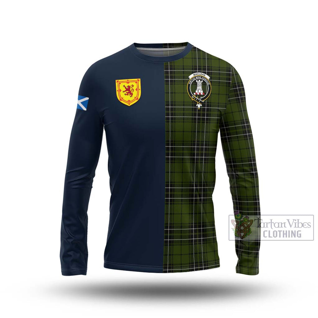 Tartan Vibes Clothing MacLean Hunting Tartan Long Sleeve T-Shirt with Scottish Lion Royal Arm Half Style