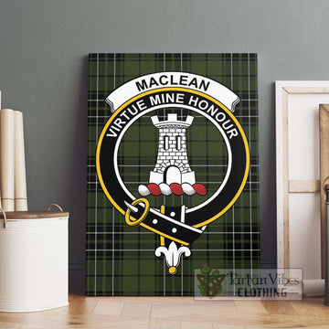 MacLean Hunting Tartan Canvas Print Wall Art with Family Crest