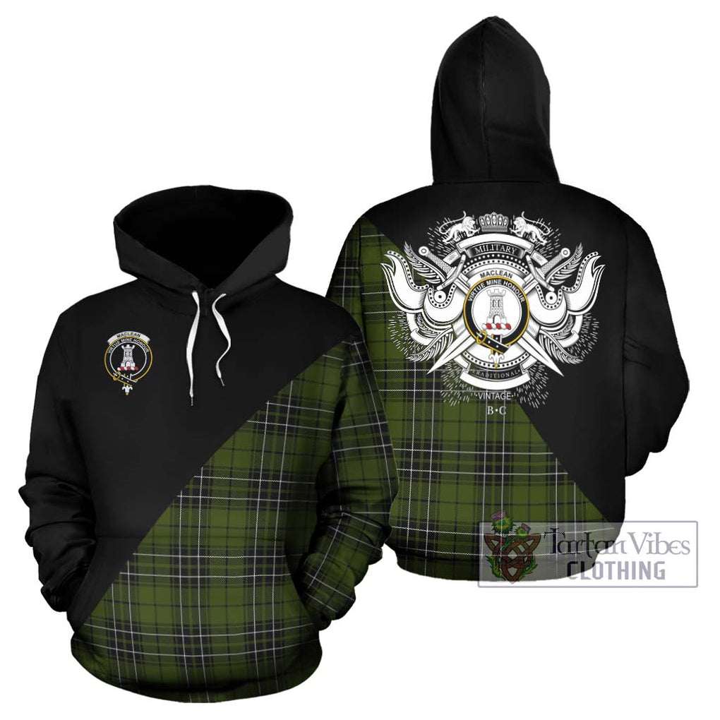 MacLean Hunting Tartan Hoodie with Family Crest and Military Logo Style Zip Hoodie - Tartanvibesclothing Shop