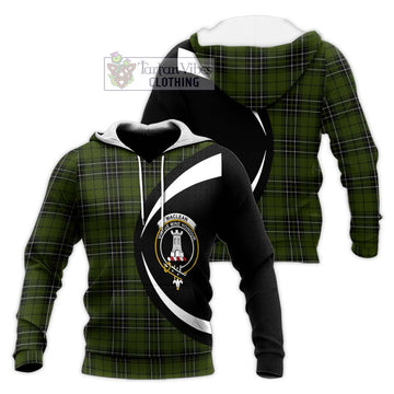 MacLean Hunting Tartan Knitted Hoodie with Family Crest Circle Style