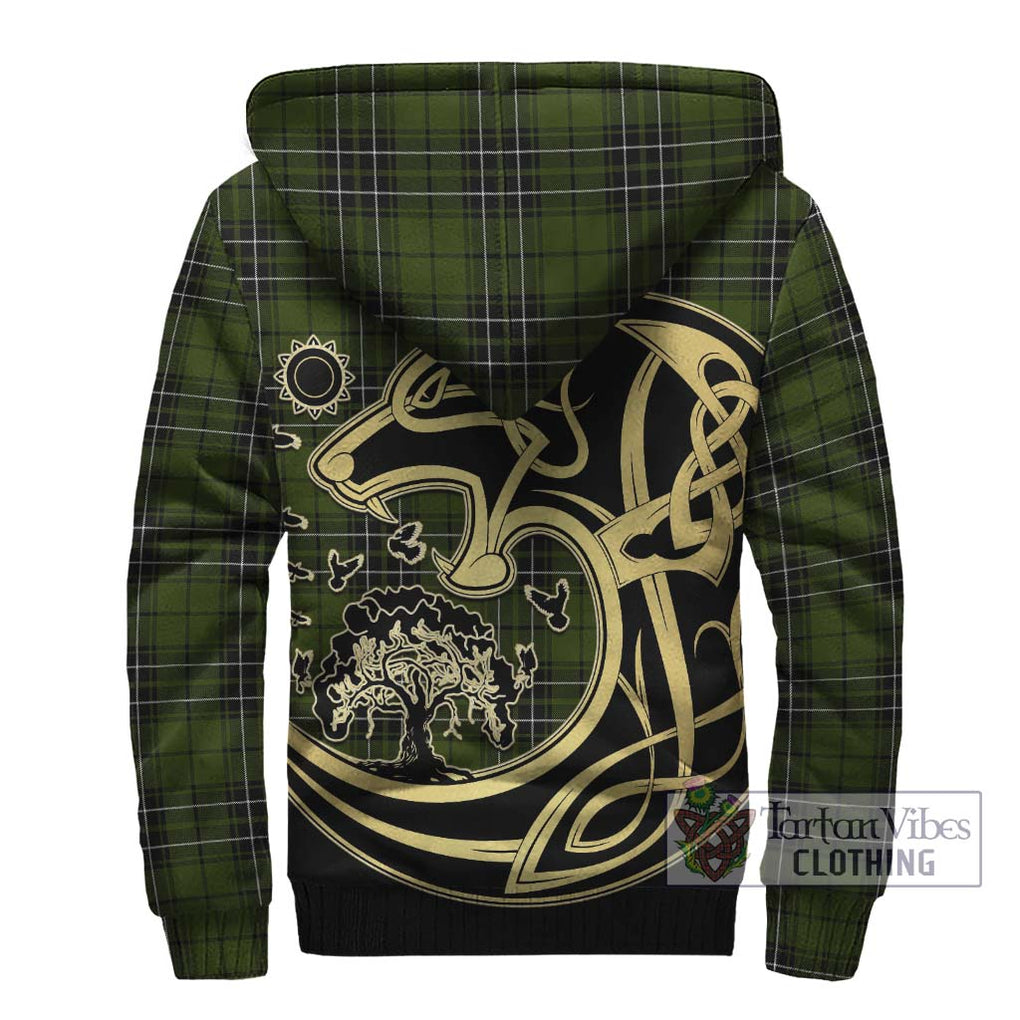 MacLean Hunting Tartan Sherpa Hoodie with Family Crest Celtic Wolf Style - Tartan Vibes Clothing