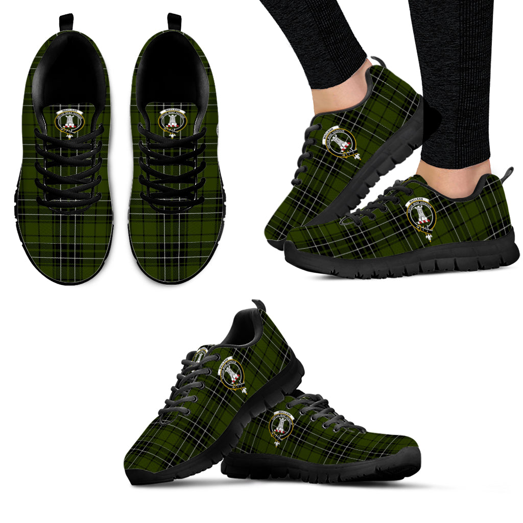 MacLean Hunting Tartan Sneakers with Family Crest - Tartan Vibes Clothing