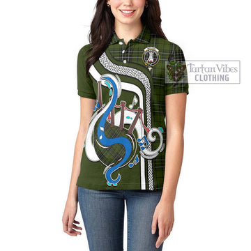 MacLean Hunting Tartan Women's Polo Shirt with Epic Bagpipe Style