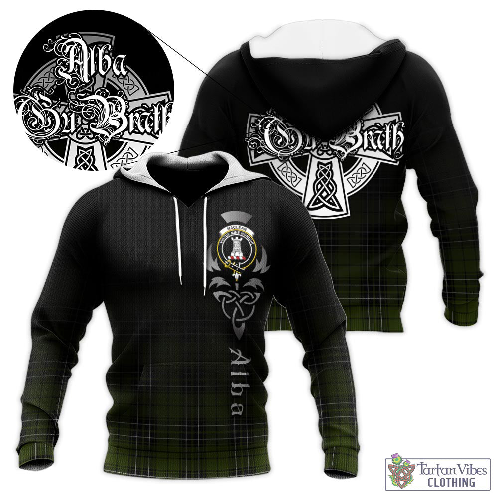 Tartan Vibes Clothing MacLean Hunting Tartan Knitted Hoodie Featuring Alba Gu Brath Family Crest Celtic Inspired