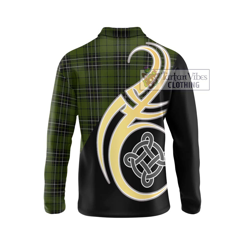 MacLean Hunting Tartan Long Sleeve Polo Shirt with Family Crest and Celtic Symbol Style - Tartan Vibes Clothing