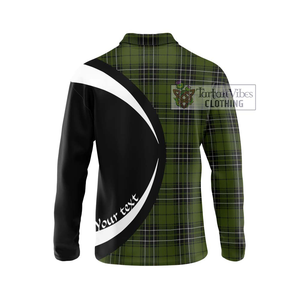 MacLean Hunting Tartan Long Sleeve Polo Shirt with Family Crest Circle Style - Tartan Vibes Clothing