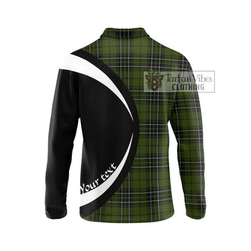 MacLean Hunting Tartan Long Sleeve Polo Shirt with Family Crest Circle Style