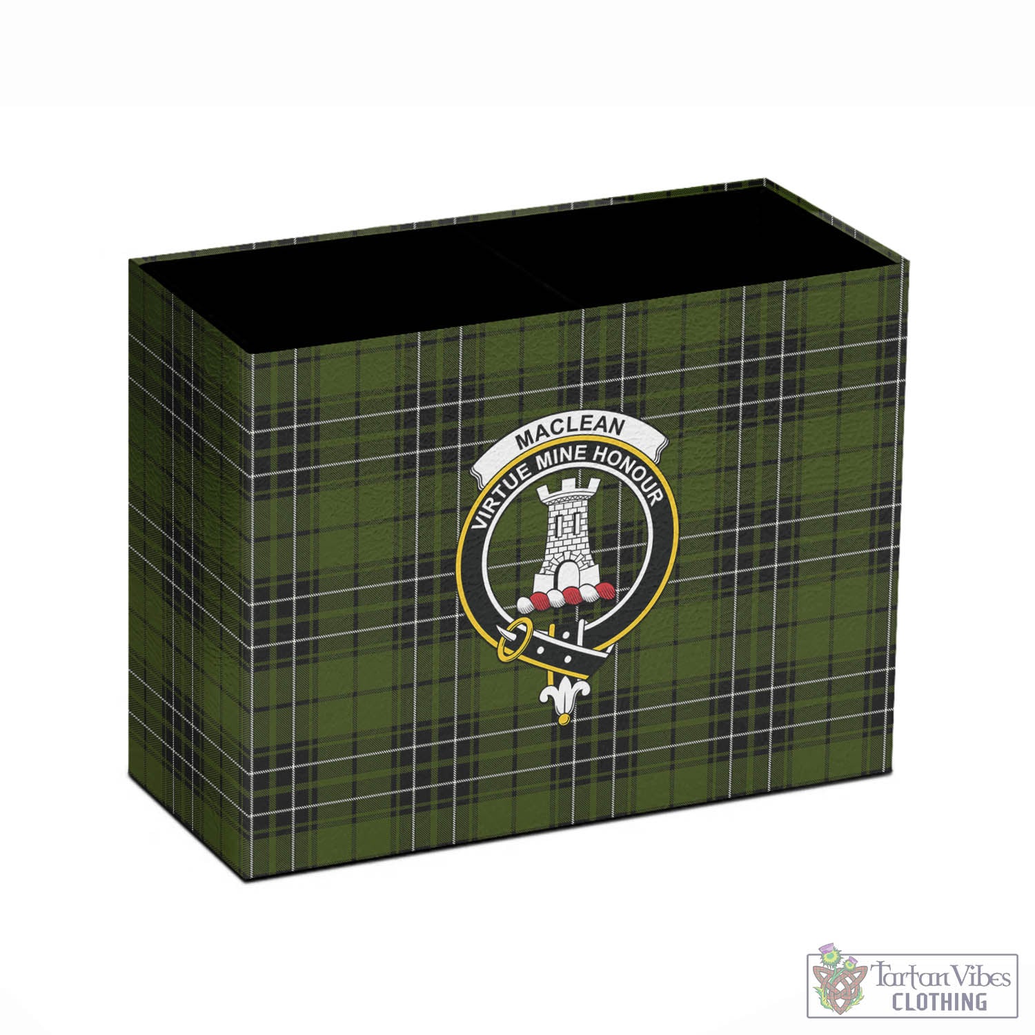 Tartan Vibes Clothing MacLean Hunting Tartan Pen Holder with Family Crest