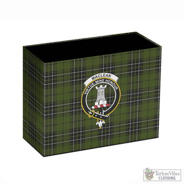 MacLean Hunting Tartan Pen Holder with Family Crest